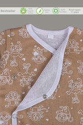 Jumping Monkey front-open side-snap full sleeves T-shirt - Brown